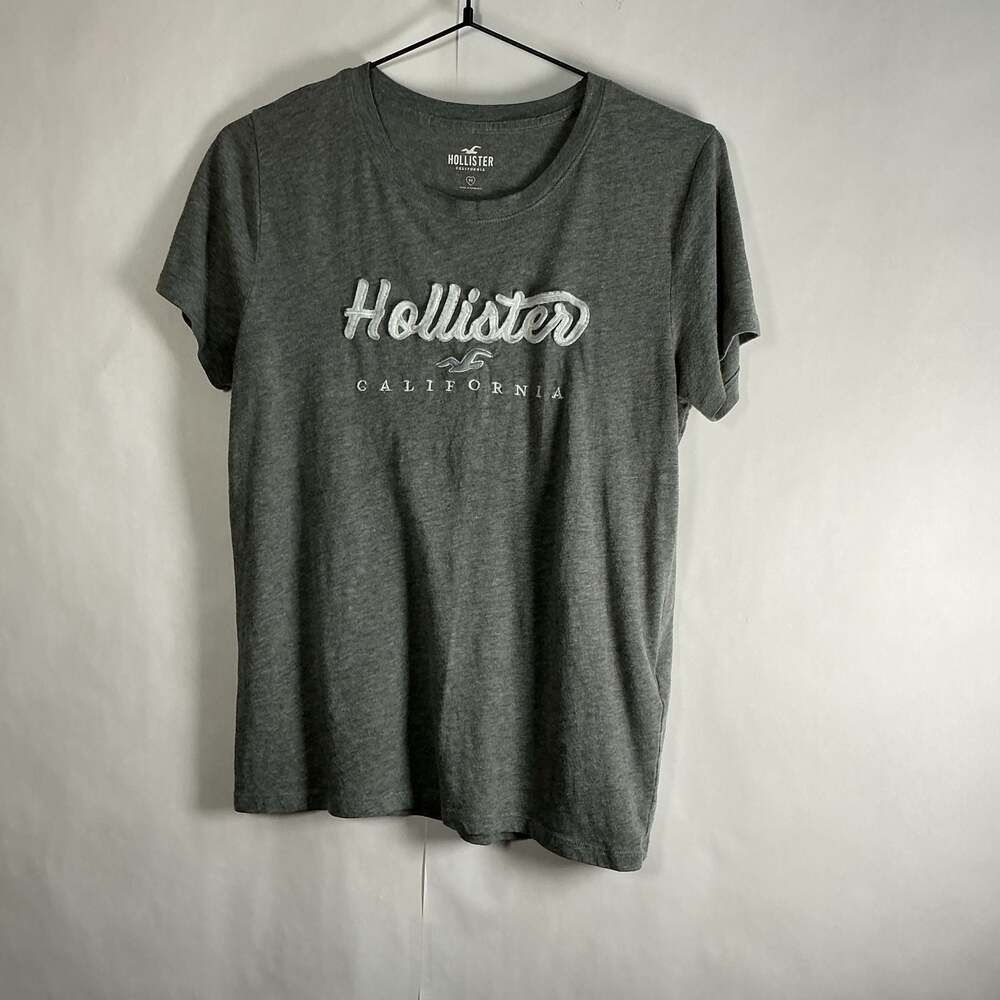 Hollister California Gray Short Sleeve T-Shirt Size M Applique Logo